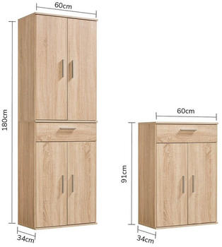 mokebo Mehrzweckschrank 60cm Der Praktische mit Schubladen braun