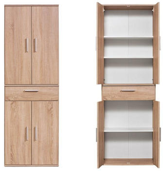 mokebo Mehrzweckschrank Der Praktische 60cm mit Schubladen gro&szlig; Eiche braun