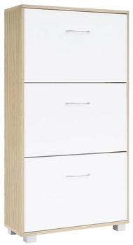 Casaria Schuhschrank 115x60x24cm Eiche/Wei&szlig;