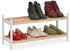 Relaxdays Schuhregal Schuhablage mit 2 Ebenen, bis 6 Schuhpaare, Bambus & Birkenholz 33 x 70 x 26 cm natur/weiß