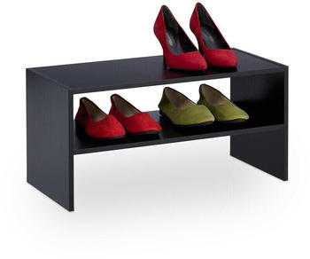 Relaxdays Schuhregal 4 Paar Schuhe 29,5 x 60 x 29,5 cm 2 Ebenen, Flur Schuhablage, stapelbar, schwarz
