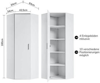 mokebo Eckschrank Der Lange 64x34x180 cm wei&szlig;