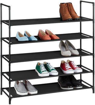Relaxdays XL Schuhregal Stecksystem, 5 Ebenen, für 20 Paar Schuhe 90,5 x 87,5 x 30 cm schwarz