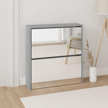 vidaXL Schuhschrank mit Spiegel 2 F&auml;cher Grau Sonoma 63x17x67 cm (342633)