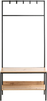 HAKU Möbel Garderobenständer eiche, schwarz 80 cm x35 cm x180 cm (37461)