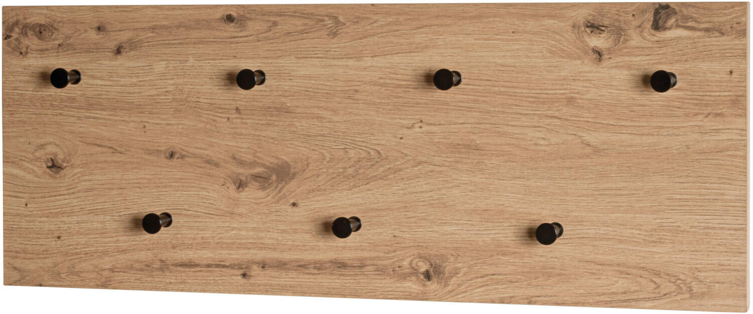 HAKU Wandkapstok, Staand En Liggend Formaat, 7 Haken, Elk Met Een Draagvermogen Van 3 Kg B 800 X D 50 X H 300 Mm Hout Metaal Donker Eiken Decor Zwart