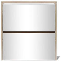 vidaXL Schuhschrank mit 2 F&auml;chern Spiegel Eiche-Optik 63x17x67 cm