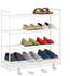 Relaxdays Schuhregal Metall, mit 4 Ebenen 70 x 70 x 26 cm für bis zu 12 Paar Schuhe Weiß