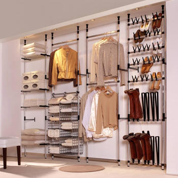 vidaXL Teleskop-Garderobe mit Stangen und Regal Aluminium (321114)
