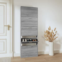 vidaXL Schuhschrank Grau Sonoma 59x17x169 cm Holzwerkstoff