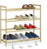 Relaxdays Schuhregal Metall, mit 4 Ebenen 70 x 70 x 26 cm für bis zu 12 Paar Schuhe, gold