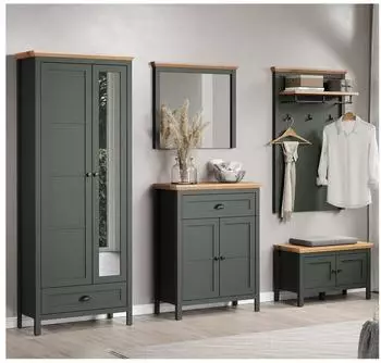 trendteam Garderoben-Set Stanton | Tannengrün / Eiche | 5-teilig (220991104)