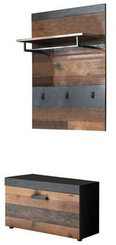trendteam 2-tlg. Garderoben-SetIndy Graphit Grau Matera NB/Old Wood NB 80x192x37 cm (187992023)