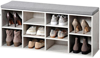 Kesper Schuhschrank mit Sitzkissen weiß Spanplatte B/H/L: ca. 29,5x48x103,5 cm