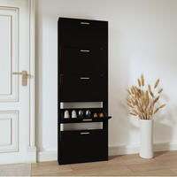 Schuhschrank Schwarz 59x17x169 Cm Holzwerkstoff - Vidaxl