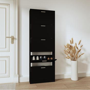 vidaXL Schuhschrank Schwarz 59x17x169 cm Holzwerkstoff (342512)