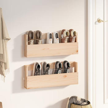 vidaXL Wand-Schuhregale 2 Stk. 59x9x23 cm Massivholz Kiefer (833273)