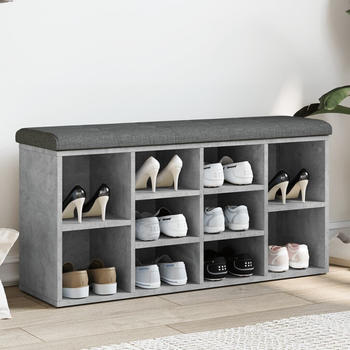 vidaXL Schuhbank Betongrau 102x32x50 cm Holzwerkstoff (835113)
