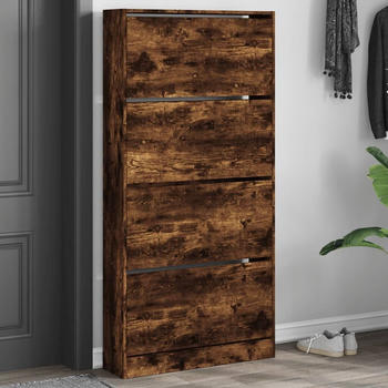 vidaXL Schuhschrank mit 4 Klappen R&auml;uchereiche 80x21x163,5 cm (3214368)
