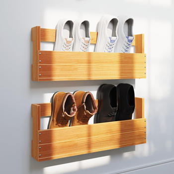 vidaXL Wand-Schuhregale 2 Stk. Wachsbraun 59x8,5x23,5 cm Massivholz (844489)