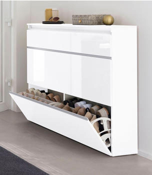 m&ouml;belando Schuhschrank Magione II Wei&szlig; Hochglanz