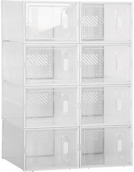 HomCom DIY Schuhbox mit 8 Fächern stapelbar Schuhablage Transparent 25x35x19 cm