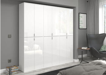 ebuy24 Projektx Kleiderschrank 6-türig Weiß / Weiß Hochglanz