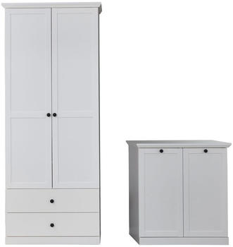 trendteam 2-tlg. Garderoben-Set Brandson Baxter Weiß 177x196x41 cm (186091501)