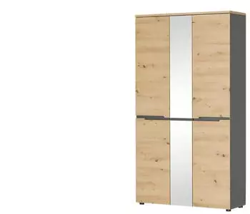 Möbel Kraft Garderobenschrank 3-türig holzfarben 105x192x38