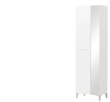Möbel Kraft Garderobenschrank mit Spiegeltür weiß 58x195x35