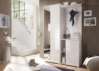 Bega Kompaktgarderobe SLICE in wei&szlig;/MDF wei&szlig; Hochglanz Stylishe Garderobe mit Spiegel