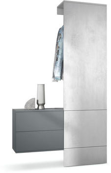 Vladon Garderobe Carlton Set 2 Anthrazit matt/Beton Oxid Optik (105x193x35 )