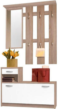 CarryHome Garderobe Weiß Eiche 2-teilig 100x190x26 cm