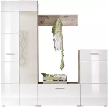 XORA Garderobe Weiß Eiche 195x195x36 cm