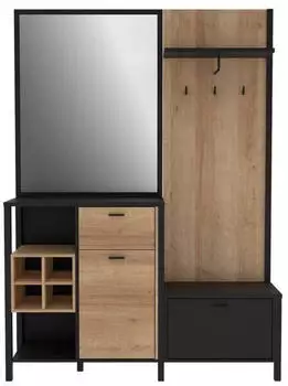 Mid.you Garderobe Schwarz Eiche 145x200x40 cm