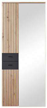 Voleo Garderobenschrank Schwarz Eiche Artisan 7 Fächer 84x202.2x37.4 cm