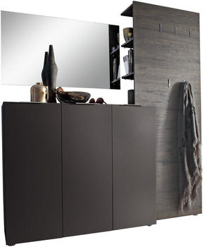 CarryHome Garderobe Anthrazit Wenge 3-teilig 175x190x39 cm