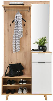 home24 Garderobe Wei&szlig; Eiche Artisan 1 Schubladen 100x204x40 cm (1170007102)