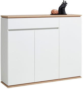 XORA Schuhschrank Weiß Eiche Artisan 7 Fächer 1 Schubladen 135x112x38 cm