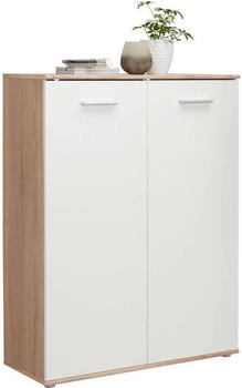 CarryHome Schuhschrank Weiß Sonoma Eiche 5 Fächer 90x118x36 cm
