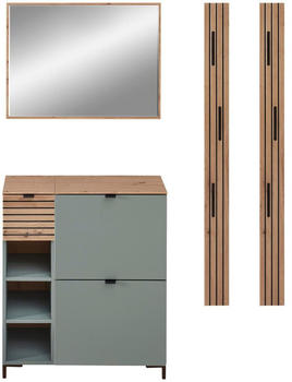 Voleo Garderobe Salbeigrün Eiche Artisan 5-teilig 2 Fächer 140x188x37 cm (2737045522)