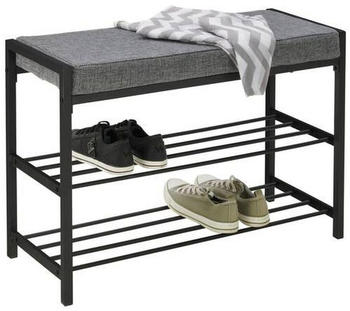 CarryHome Schuhbank Schwarz Dunkelgrau Textil 1-Sitzer 80x52x30 cm