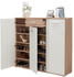 CarryHome Schuhschrank Weiß Sonoma Eiche 14 Fächer 1 Schubladen 136x118x36 cm