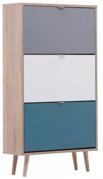 Mid.you Schuhkipper Grau Grün Weiß Eiche Esche massiv 70x127x24 cm