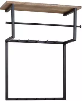 Mid.you Wandgarderobe Schwarz Metall Mangomassiv 60x76x26 cm