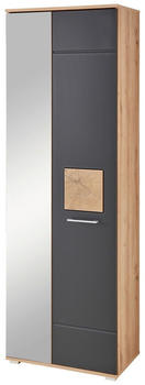 XORA Garderobenschrank Schwarz Eiche Artisan Metall 2 Fächer 65x195x38 cm