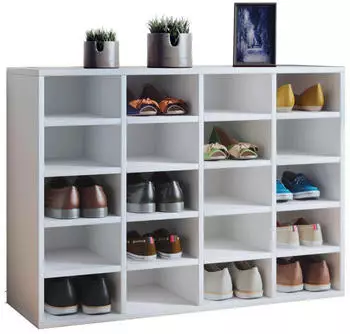 Mid.you Schuhregal Wei&szlig; 16 F&auml;cher 92x67x33 cm