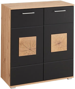 XORA Schuhschrank Schwarz Eiche Artisan 3 Fächer 84x95x38 cm