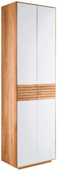 Linea Natura Garderobenschrank Weiß Wildeiche massiv 1 Fächer 60x200x37 cm