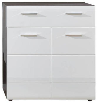 Mid.you Schuhschrank Wei&szlig; Silbereichen 3 F&auml;cher 1 Schubladen 80x87x35 cm